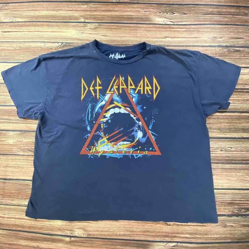 Def Leppard 1987 Hysteria UK Tour Retro Navy Short-Sleeve T-Shirt Men's 2XL